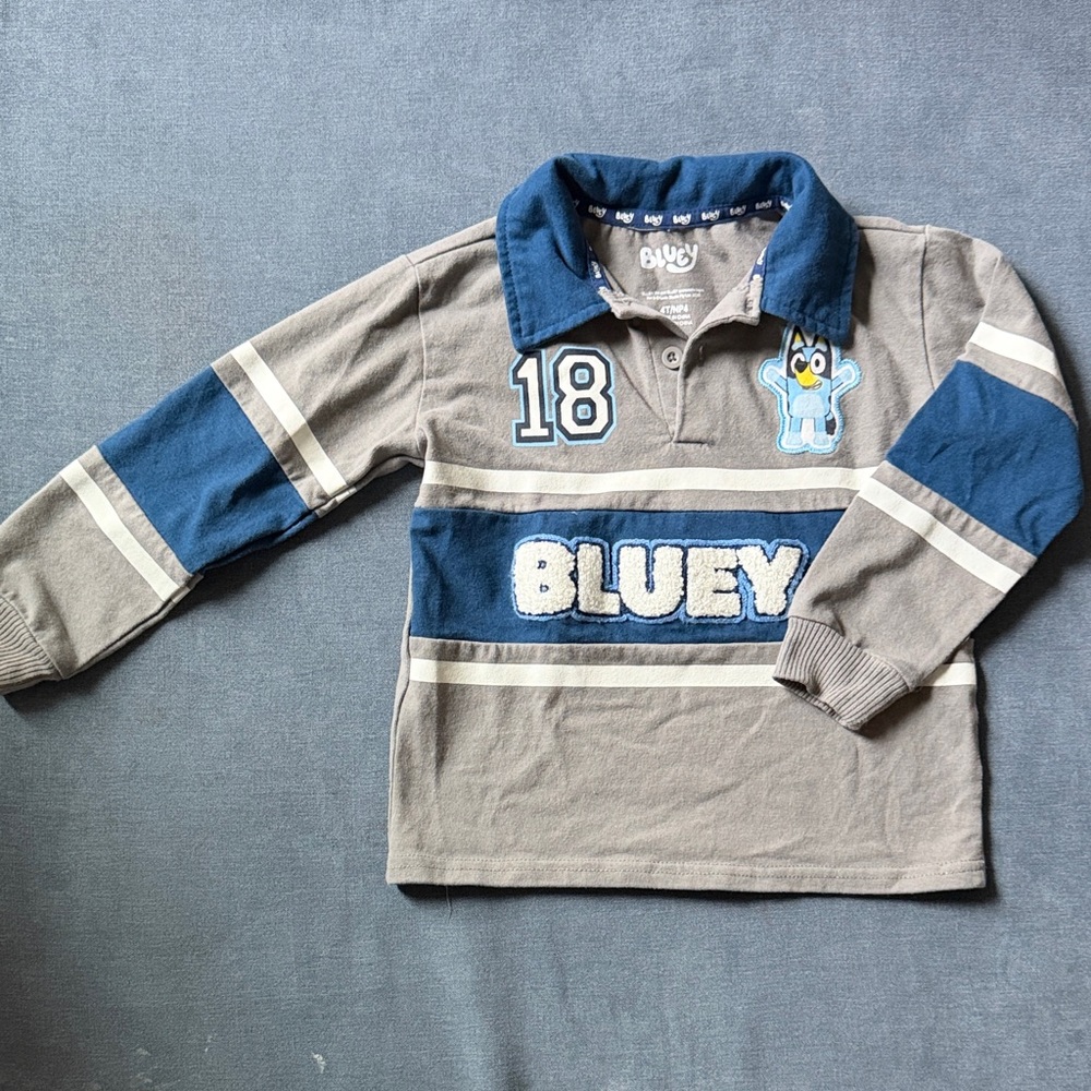 Bluey Kids Polo Shirt - Gray and Blue